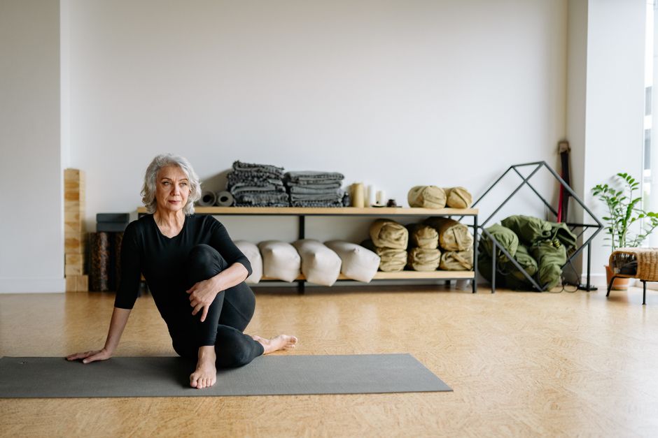Props arranged for a long-held floor posture.